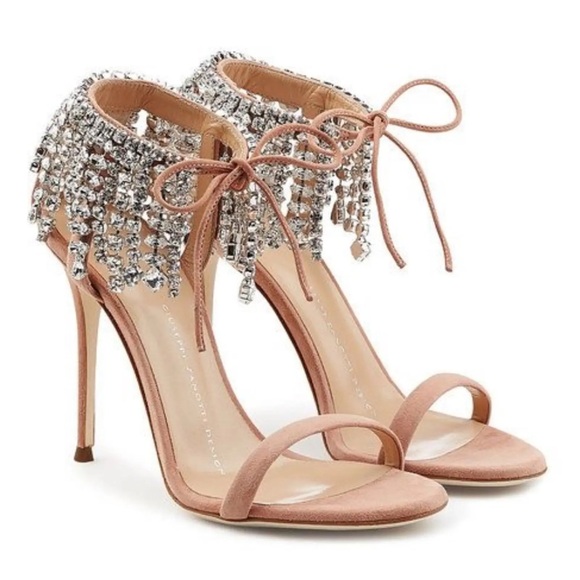 Giuseppe Zanotti Carrie Swarovski Crystal Chandalier Dangle Sandal Heels